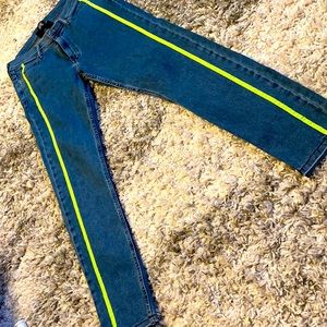 Lime green stripe BDG jeans